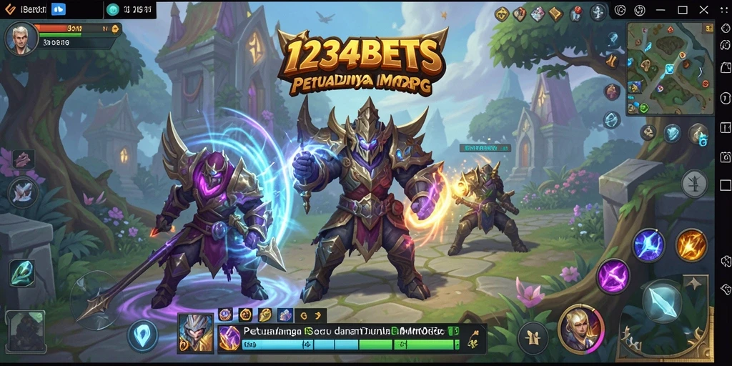 Screenshot gameplay 1234BETS yang menampilkan pertarungan epik di dunia fantasi.
