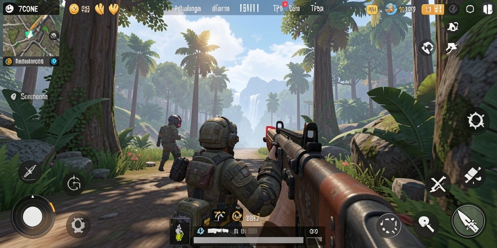 Tampilan gameplay TPS yang intens dan seru di 7CONE.