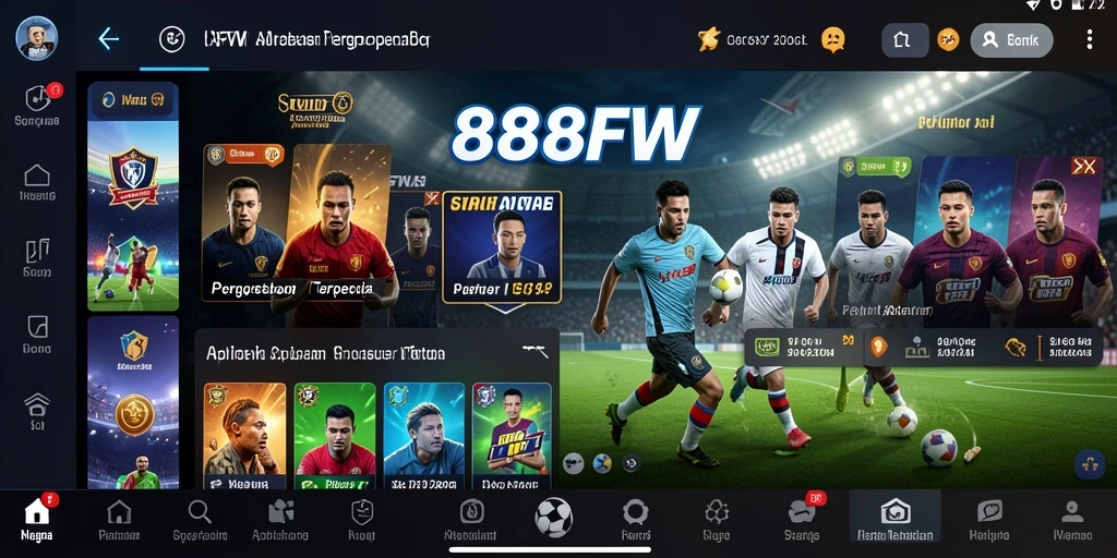 Tampilan interaktif dari aplikasi taruhan Sportsbook 888FW.