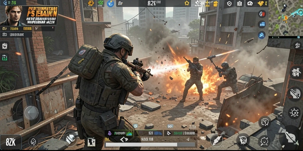 Tangkapan layar gameplay 8ZK menunjukkan aksi pertempuran yang mendebarkan.