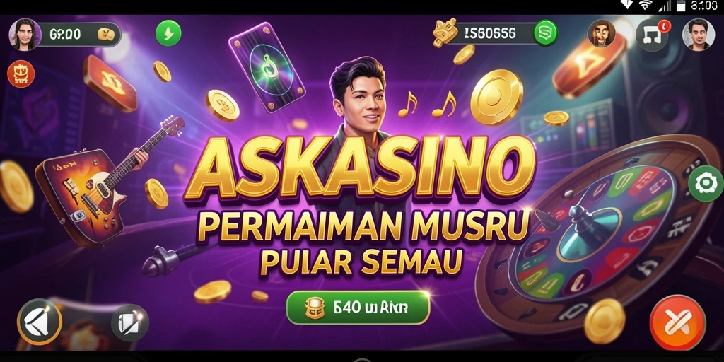 Screenshot gameplay <strong>ASKASINO</strong> yang menarik dengan pemain menikmati musik.