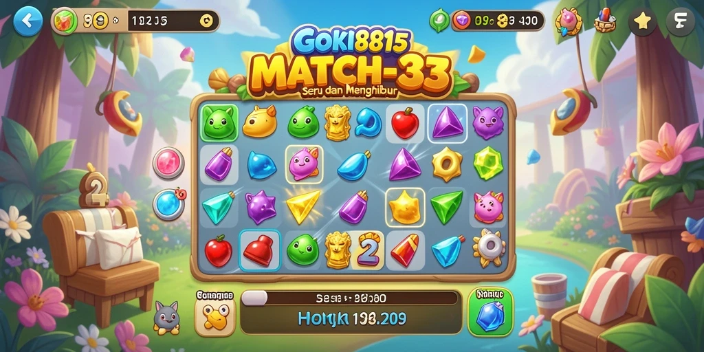 Tangkapan layar menampilkan gameplay menarik HOKI8815 Match-3.