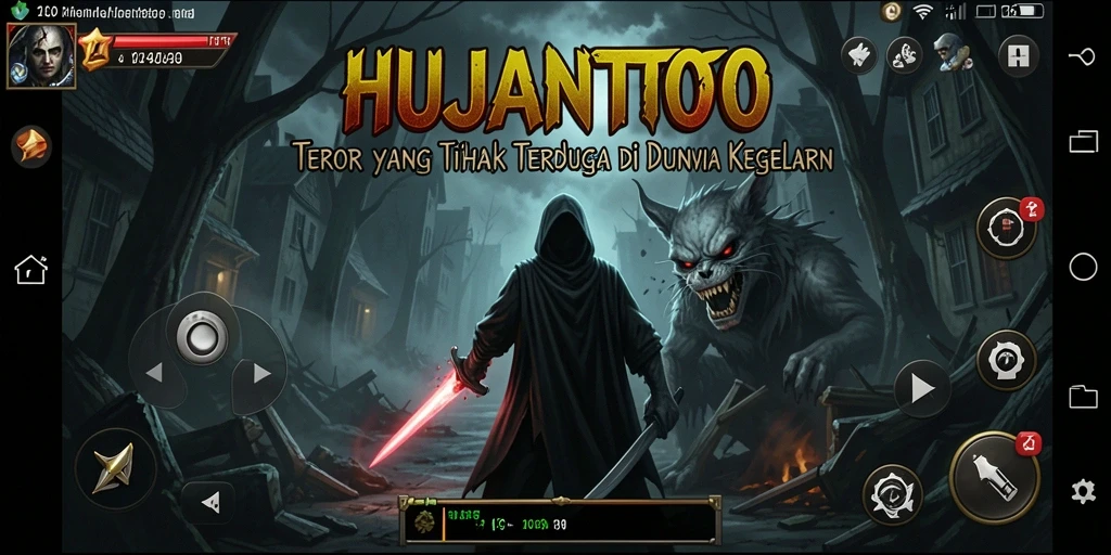 Tangkapan layar utama yang menampilkan ketegangan gameplay di HUJANTOTO.