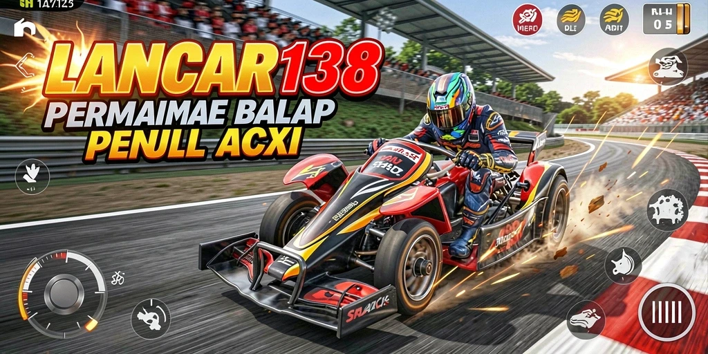 Screenshot gameplay LANCAR138 menampilkan balapan mendebarkan di trek yang menantang.