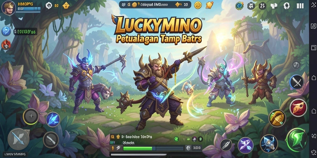 Screenshot gameplay LUCKYMINO yang menampilkan pertarungan seru dalam dunia MMORPG.