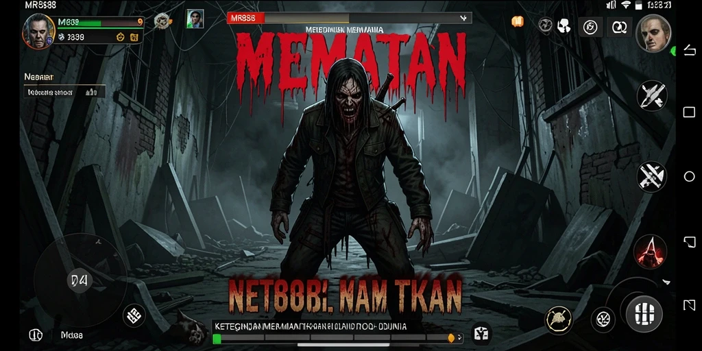 Screenshot gameplay MR888 yang intens dan menegangkan saat menjelajahi kegelapan.