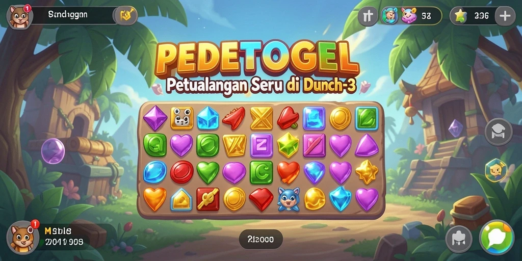 Gameplay seru PEDETOGEL dengan tantangan mencocokkan permata.