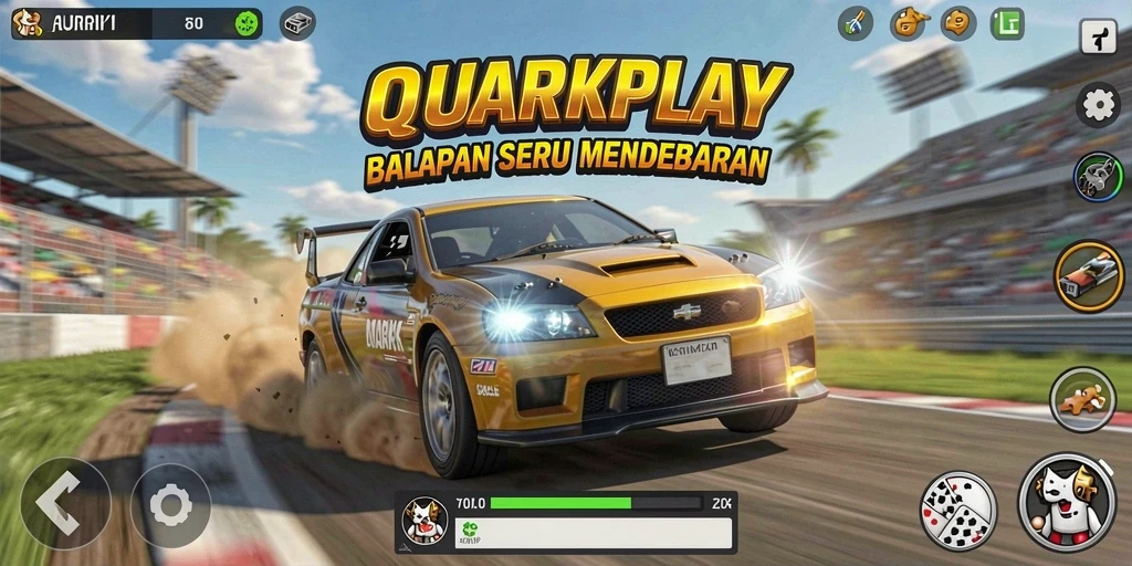 Tampilan menarik dari gameplay balapan QUARKPLAY yang mengasyikkan.