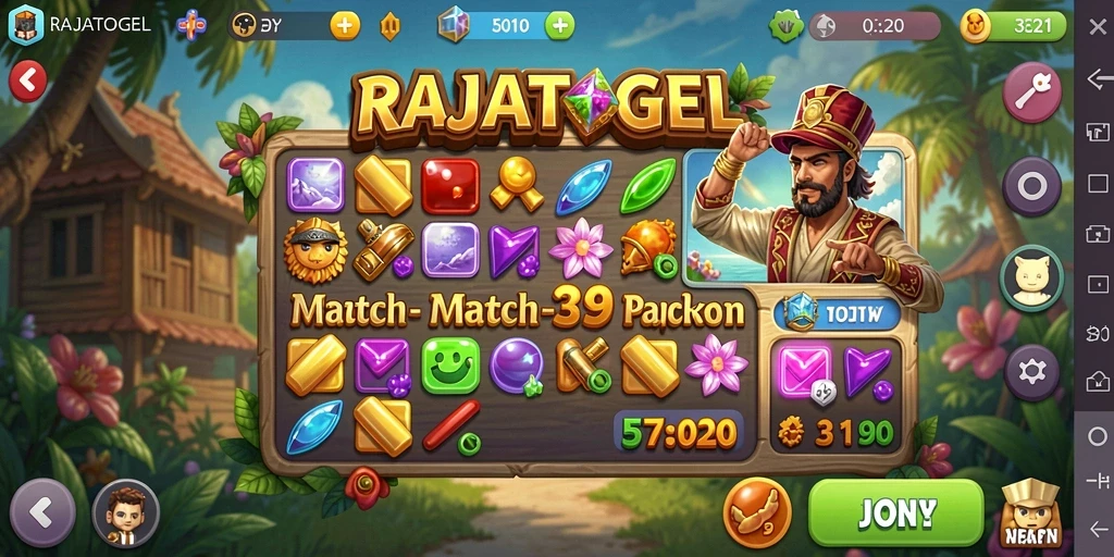 Screenshot gameplay RAJATOGEL dengan elemen Match-3 yang seru.