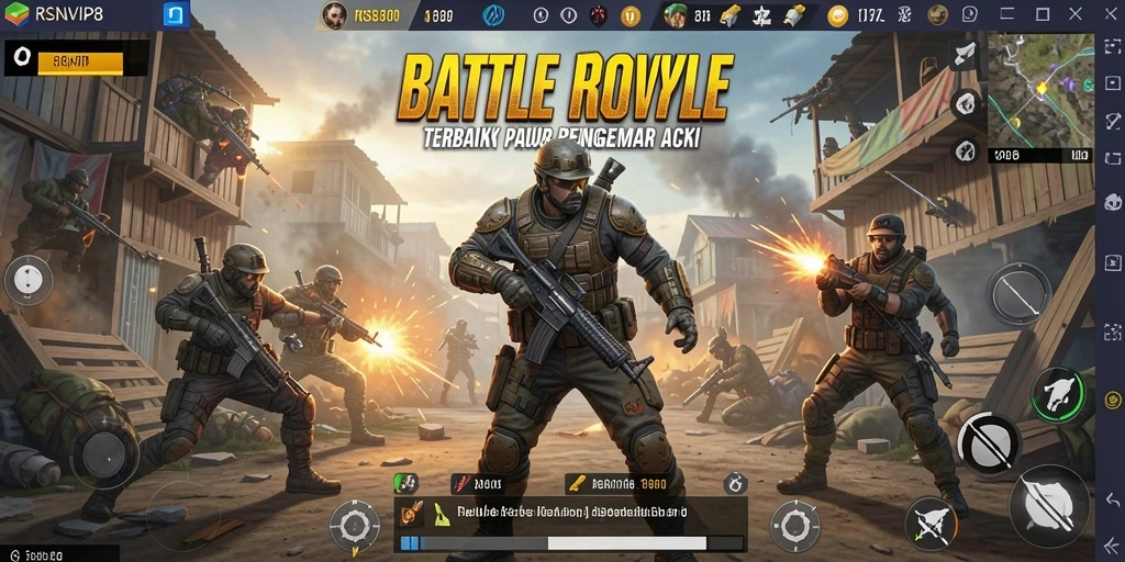Gameplay menegangkan RSNVIP8 dalam arena Battle Royale.