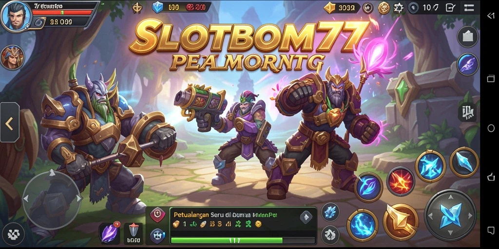 Screenshot menampilkan aksi seru dalam permainan MMORPG SLOTBOM77.