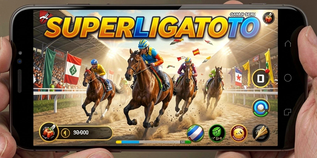 Tangkapan layar gameplay balapan yang menegangkan di SUPERLIGATOTO.