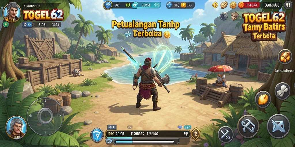 Tampilan gameplay TOGEL62 yang menampilkan aksi menjelajah dunia terbuka.