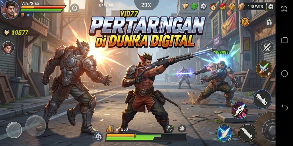 Tangkapan layar gameplay <strong>VIO77</strong> menampilkan pertarungan seru antara karakter-karakter kuat.