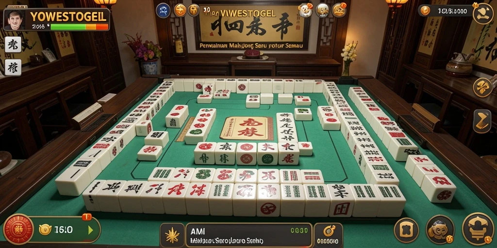 Screenshot gameplay YOWESTOGEL menampilkan suasana permainan Mahjong yang seru.
